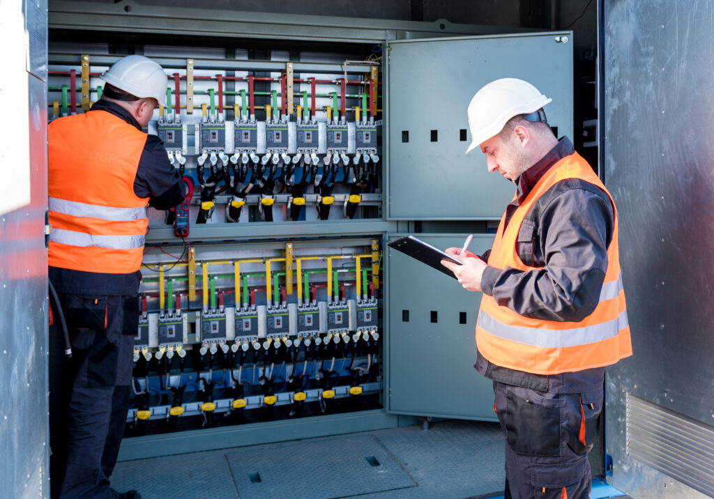 Pleasure Electrical Master Electrician checking switchgear on site in Auckland